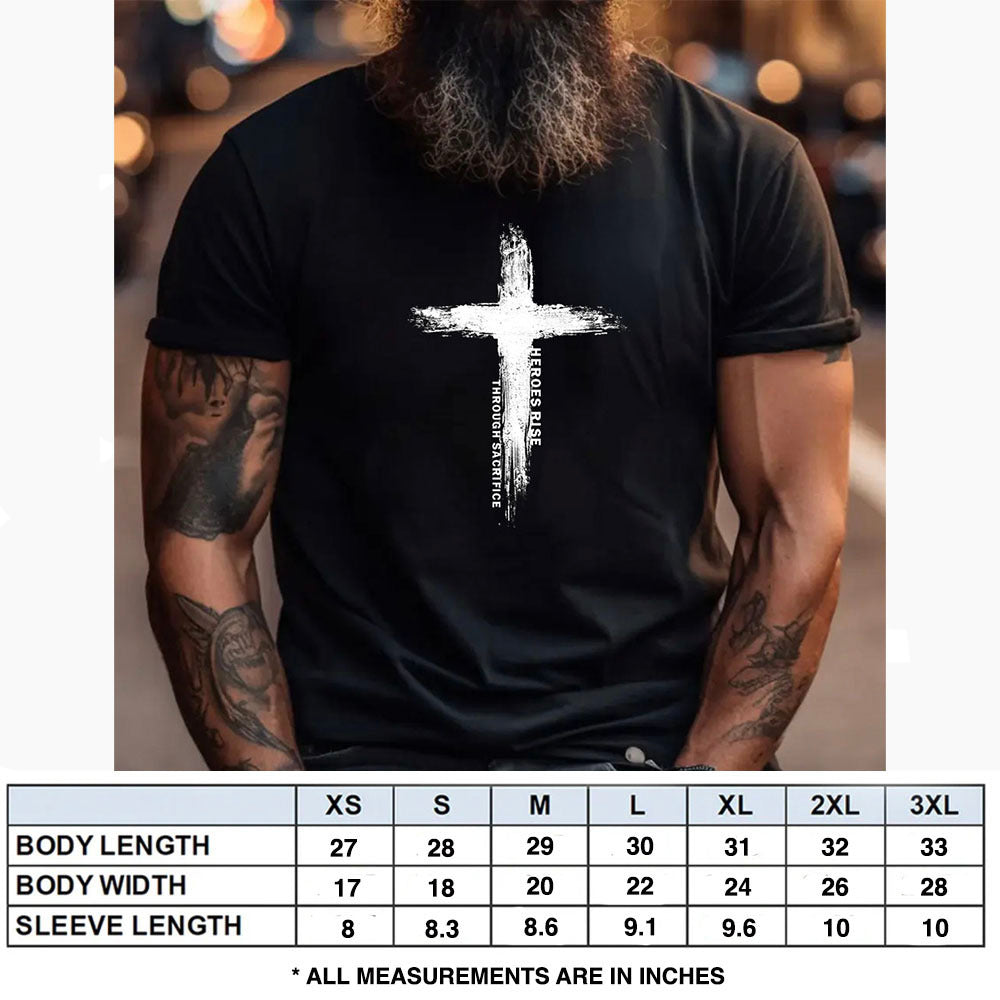 Hero Company Men&#39;s Heroes Rise Through Sacrifice Black Tee - Helps Pair Veterans With A Service Dog or Shelter Dog