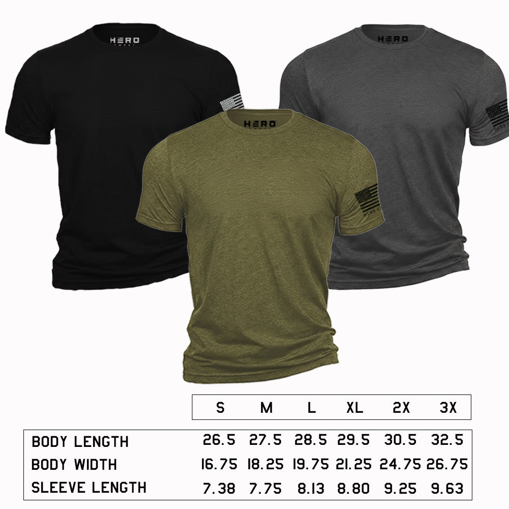 Hero Core Basics Logo T-shirt 6 Pack (Military Green): Helps Pair Veterans With A Service Dog or Shelter Dog