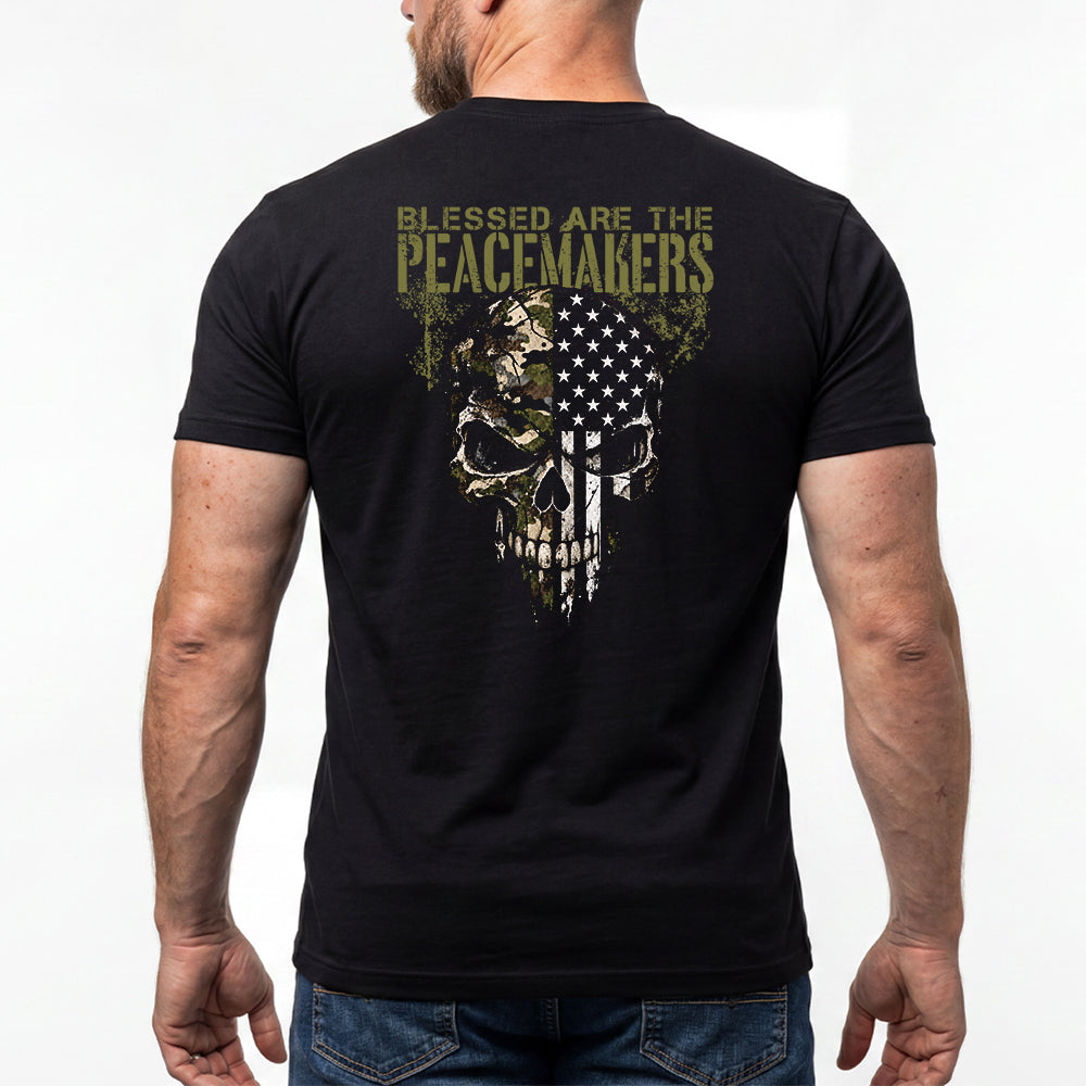 Blessed Are The Peacemakers Skull Black Tee
