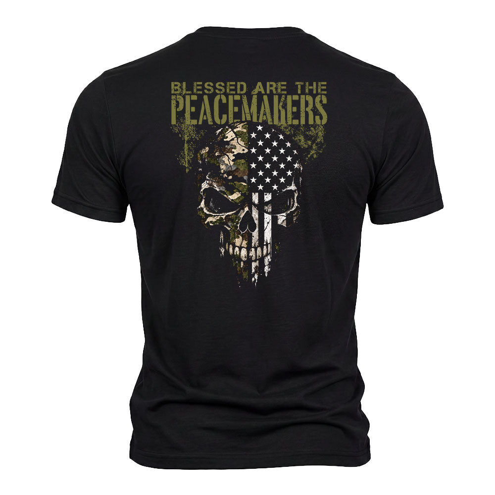 Blessed Are The Peacemakers Skull Black Tee