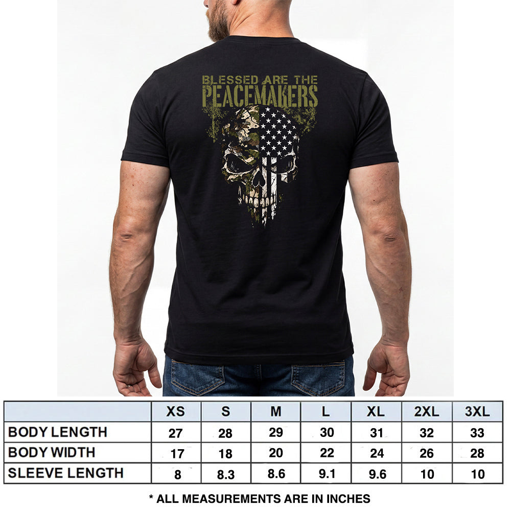 Blessed Are The Peacemakers Skull Black Tee