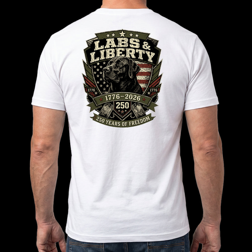 Labs &amp; Liberty Black Lab White Tee