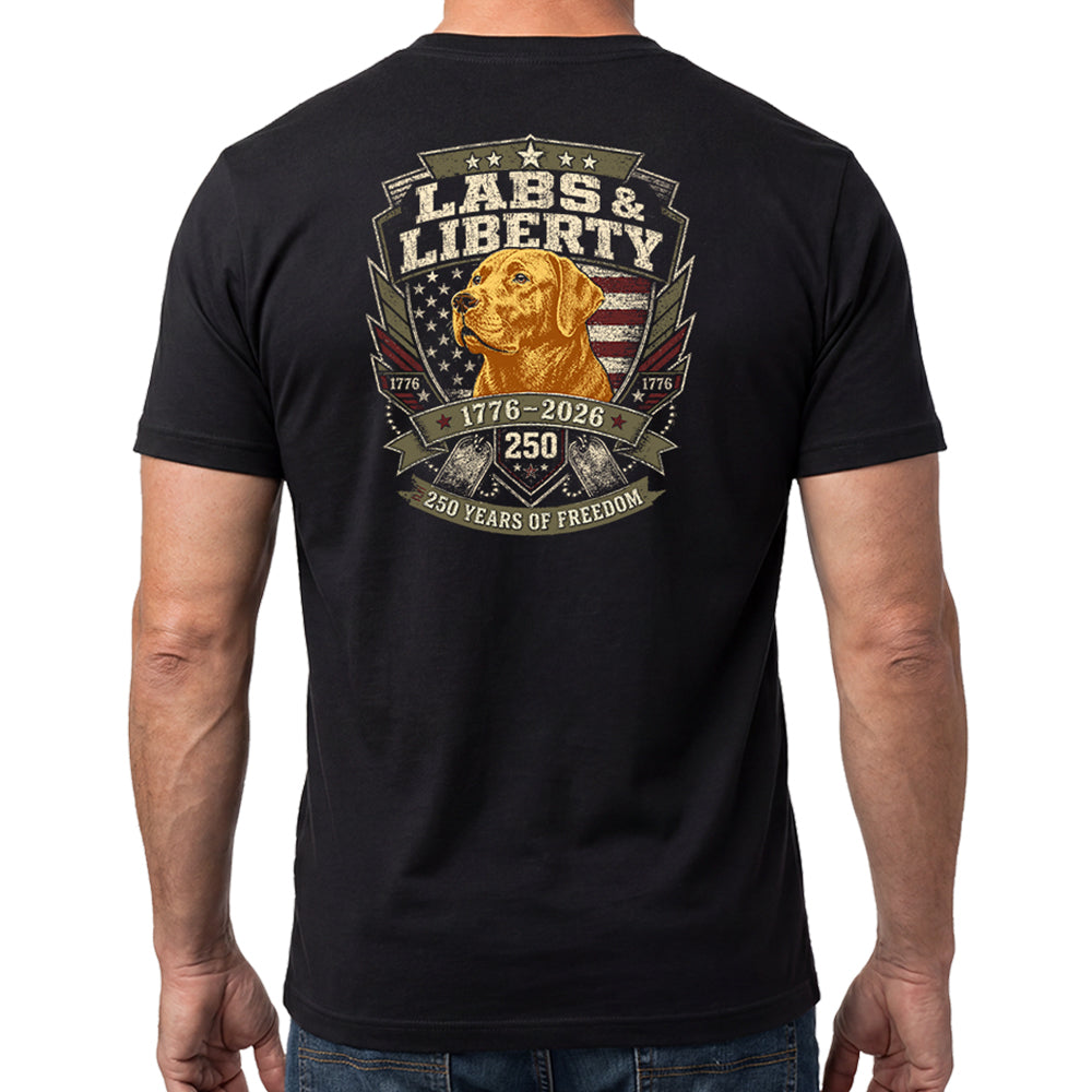 Labs &amp; Liberty Yellow Lab Black Tee