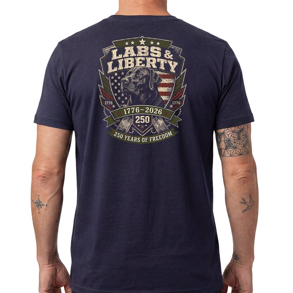 Labs &amp; Liberty Black Lab Navy Tee