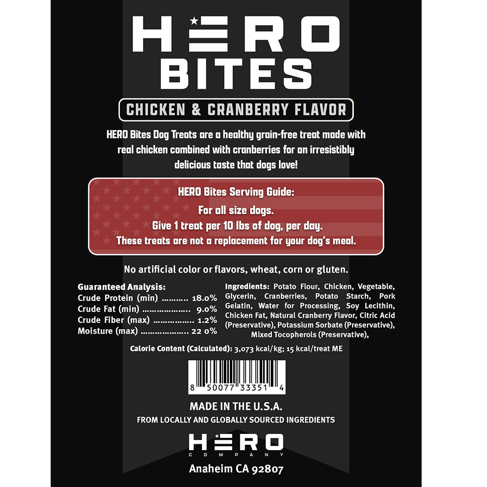 Hero Bites - Dog Treats with Chicken and Cranberry-Helps Fund Snacks for Service Dogs