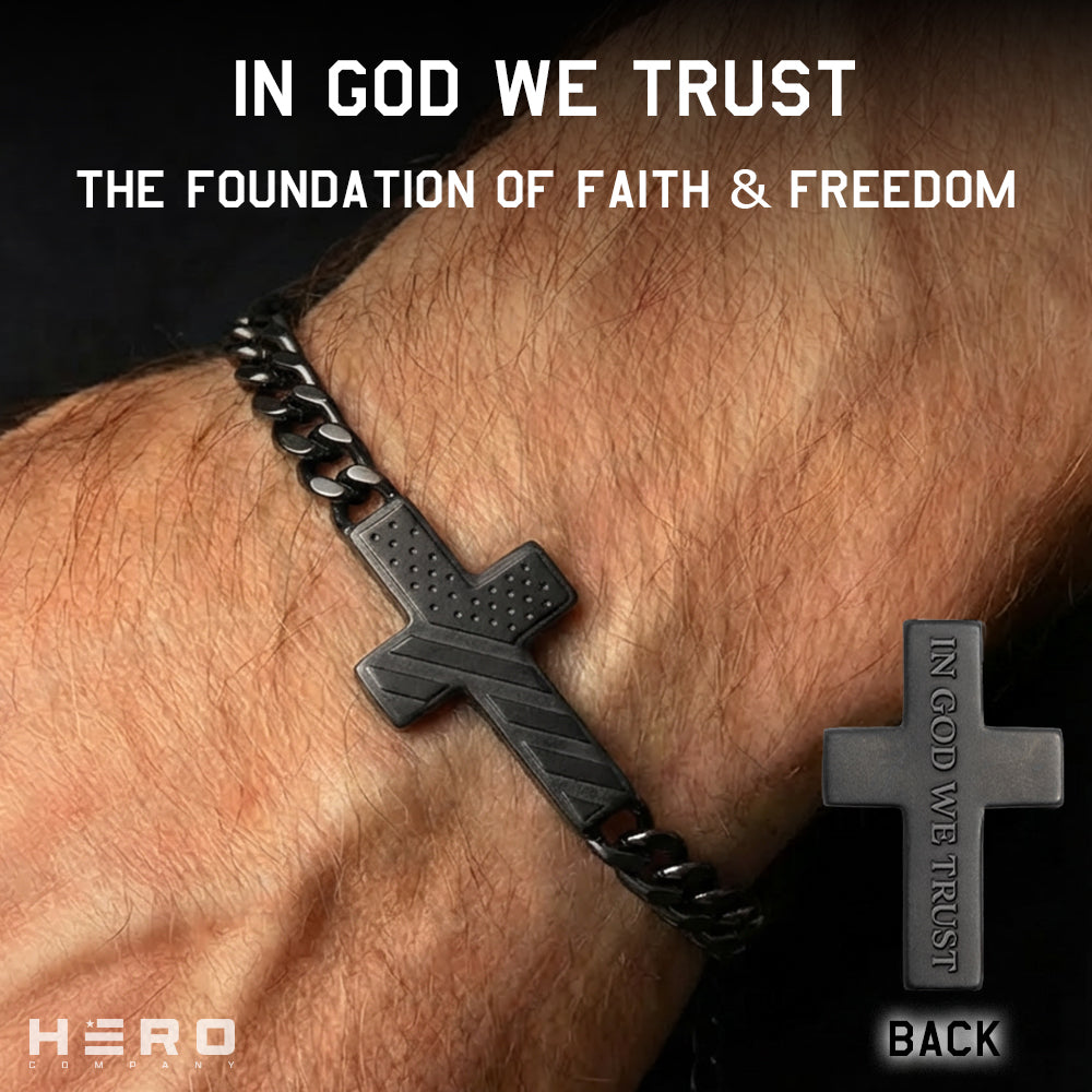 In God We Trust Cross American Flag Bracelet: Helps Pair Veterans With A Service Dog Or Shelter Dog
