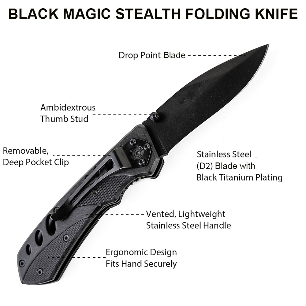 The Hero Company- Black Magic Stealth Folding Knife