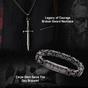 Buy Bracelet and Get Necklace for FREE! Carpe Diem Seize The Day Bracelet and Legacy of Courage Broken Sword Necklace: Helps Pair Veterans With A Service Dog or Shelter Dog