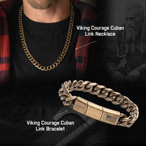 Buy Bracelet, Get Matching Necklace for 50% OFF: Viking Courage Cuban Link Bracelet and Necklace: Helps Pair Veterans With A Service Dog Or Shelter Dog