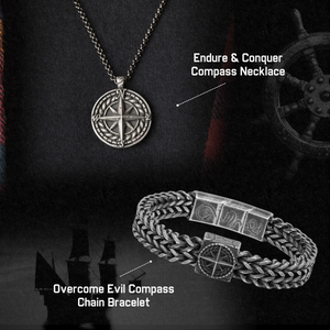 Buy Bracelet, Get Matching Necklace for FREE: Endure & Conquer Compass Necklace and Bracelet : Helps Pair Veterans With A Service Dog Or Shelter Dog