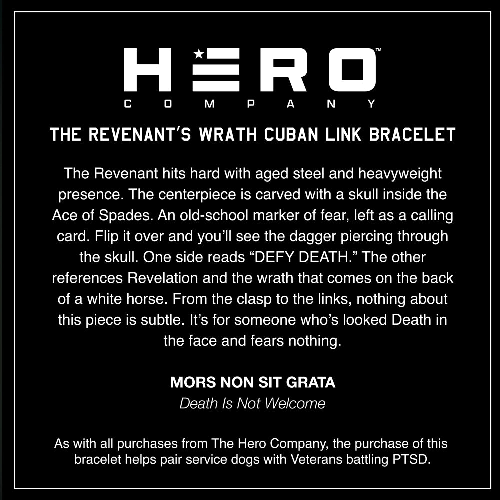 Revenant’s Wrath Ace of Spades Cuban Link Bracelet: Helps Pair Veterans With A Service Dog or Shelter Dog