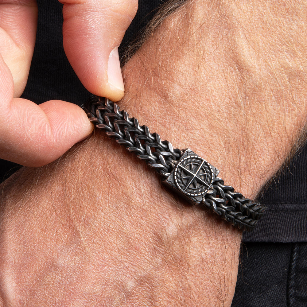 Overcome Evil Compass Chain Bracelet - Helps Pair Veterans