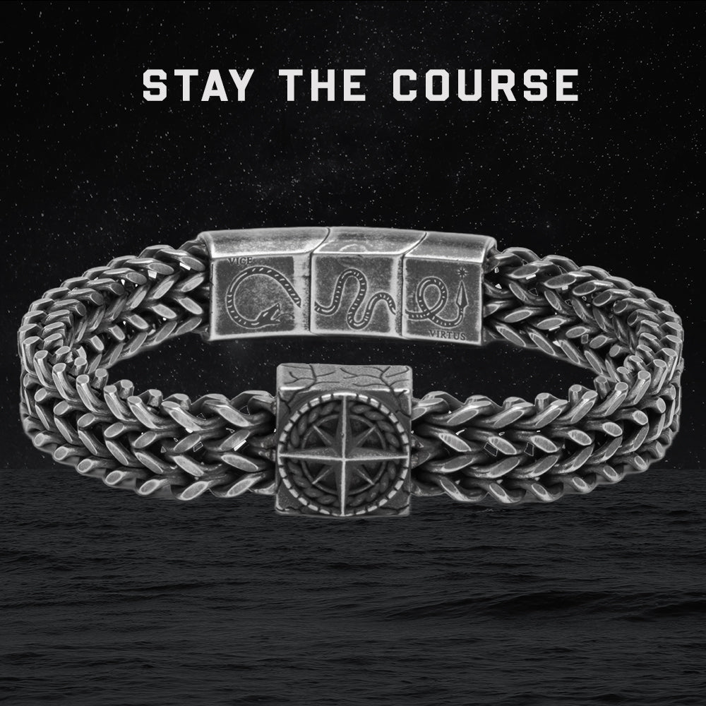 Overcome Evil Compass Chain Bracelet - Helps Pair Veterans With A Service Dog Or Shelter Dog