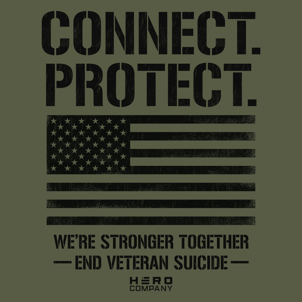 Connect Protect Stronger Together Military Green Tee