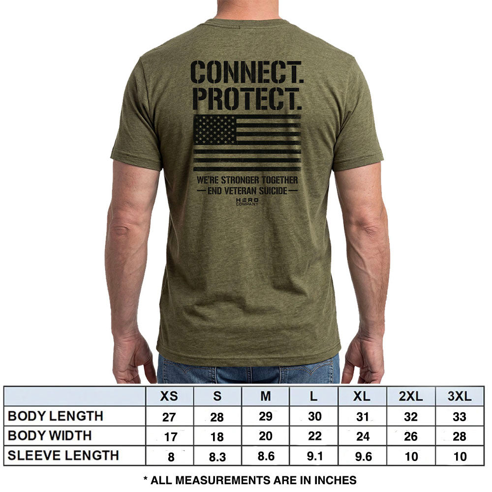 Connect Protect Stronger Together Military Green Tee