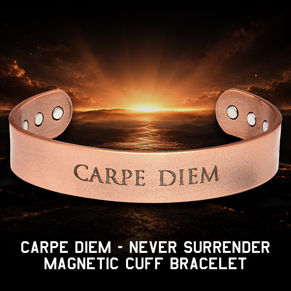 Carpe Diem - Never Surrender Magnetic Copper Cuff Bracelet