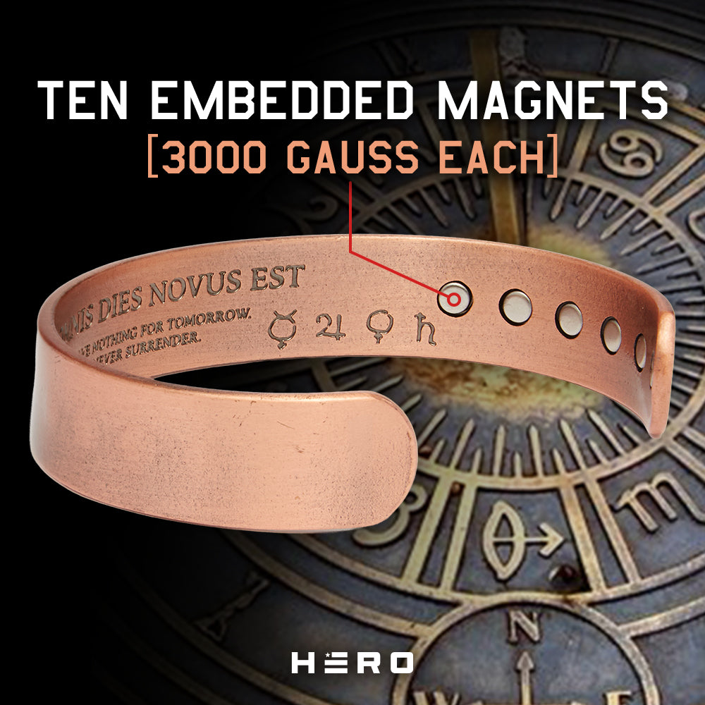 Carpe Diem - Never Surrender Magnetic Copper Cuff Bracelet