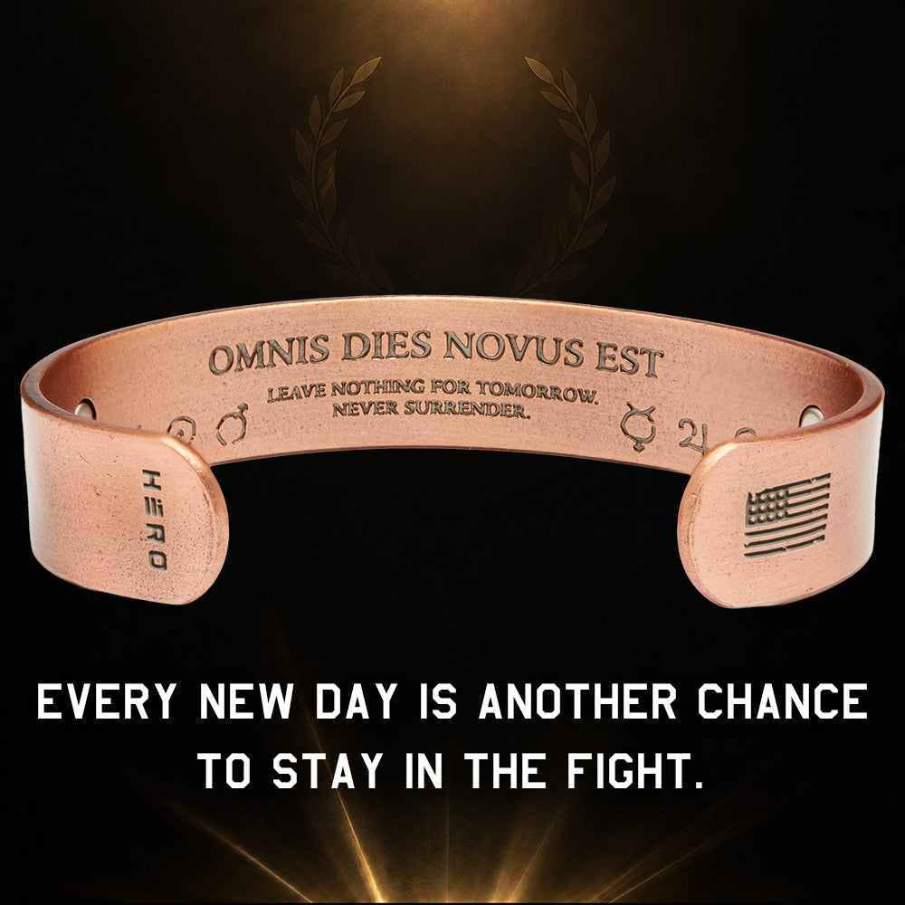 Carpe Diem - Never Surrender Magnetic Copper Cuff Bracelet