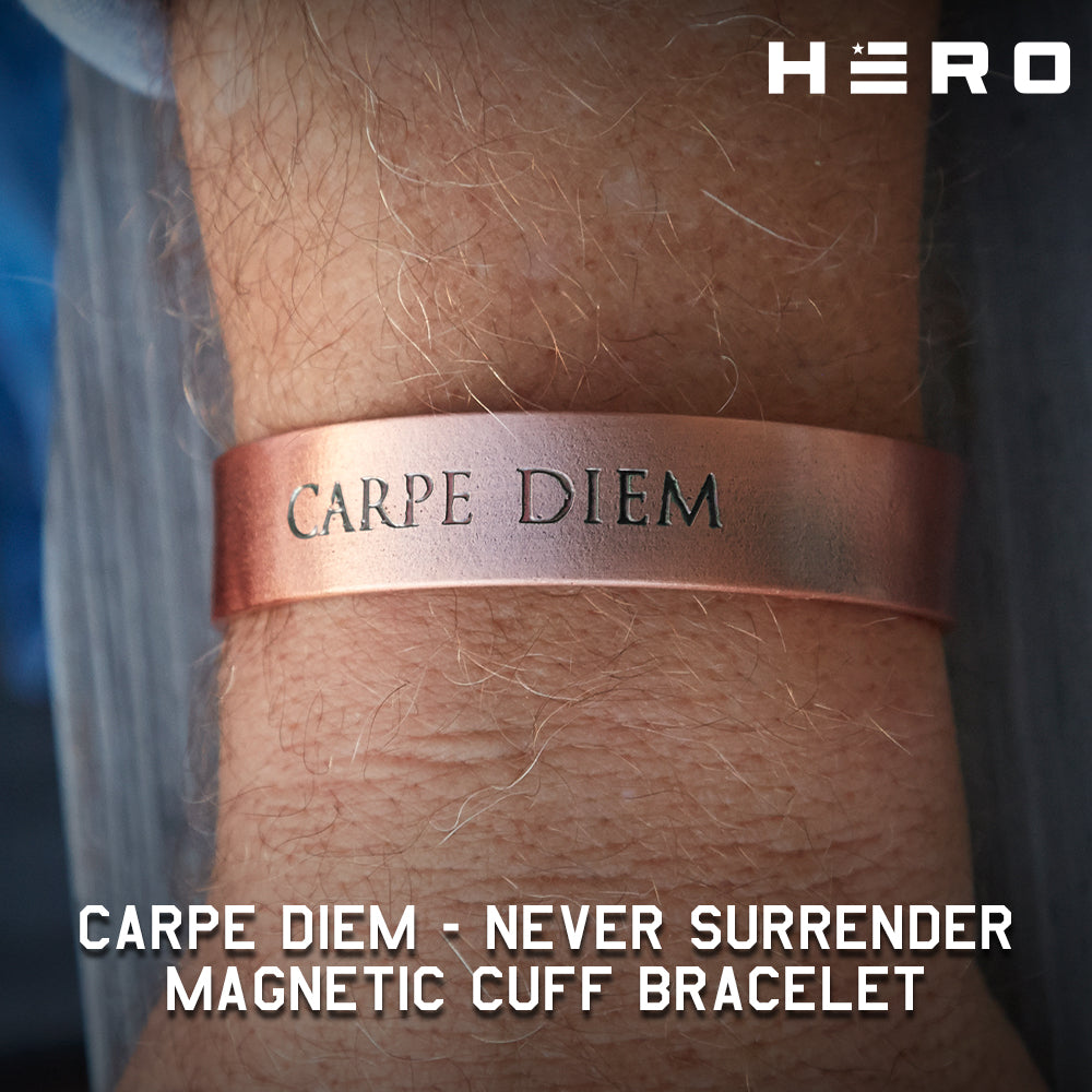 Carpe Diem - Never Surrender Magnetic Copper Cuff Bracelet