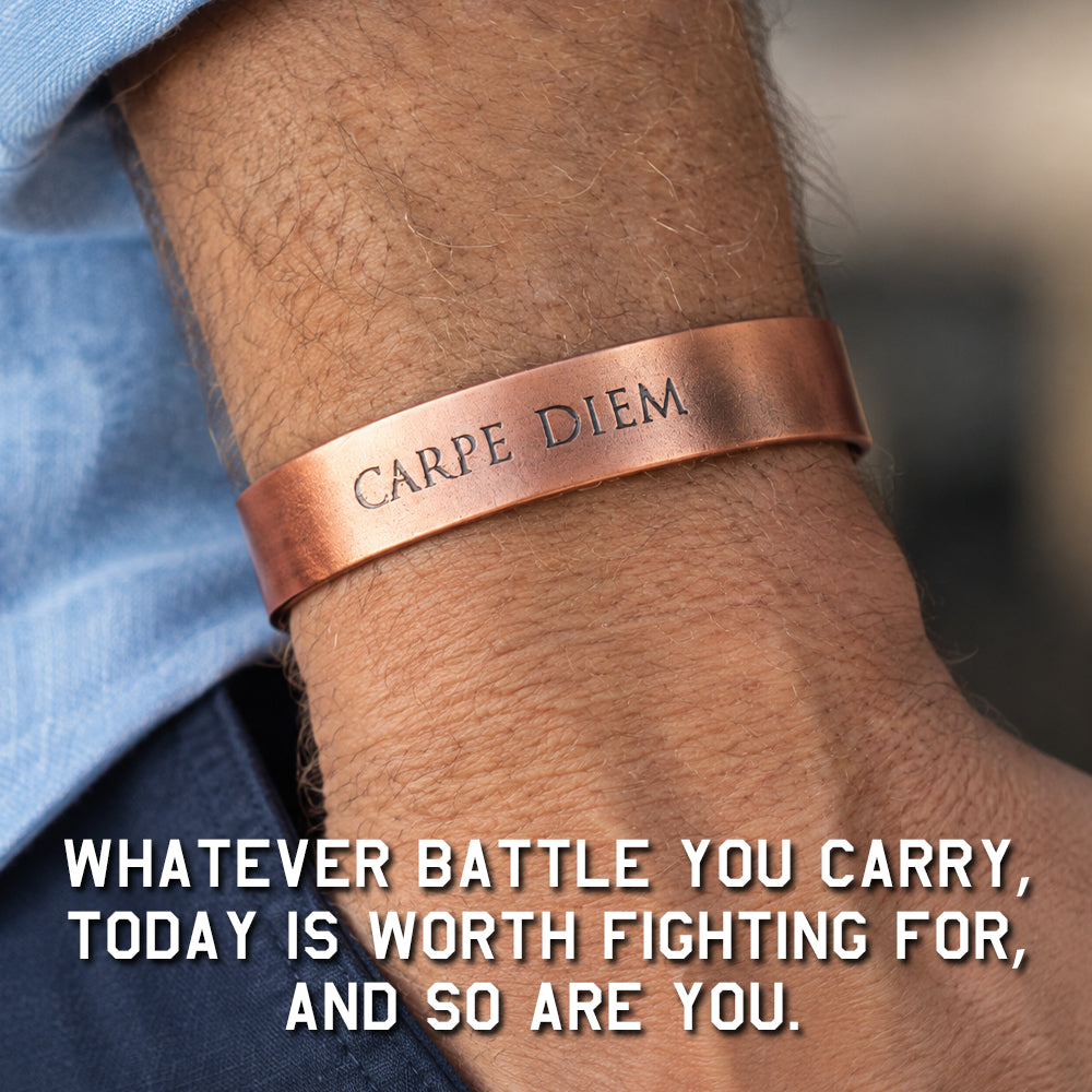 Carpe Diem - Never Surrender Magnetic Copper Cuff Bracelet