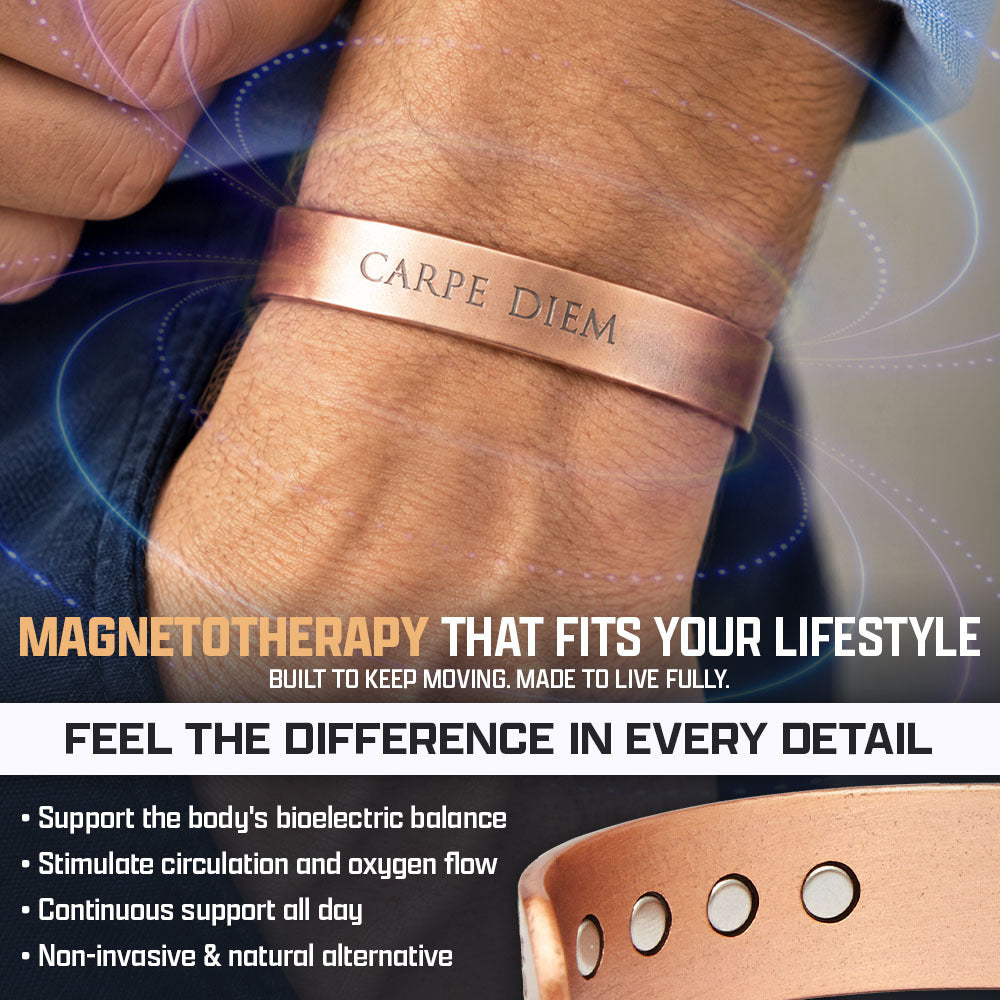 Carpe Diem - Never Surrender Magnetic Copper Cuff Bracelet