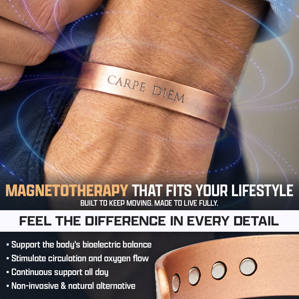 Carpe Diem - Never Surrender Magnetic Copper Cuff Bracelet