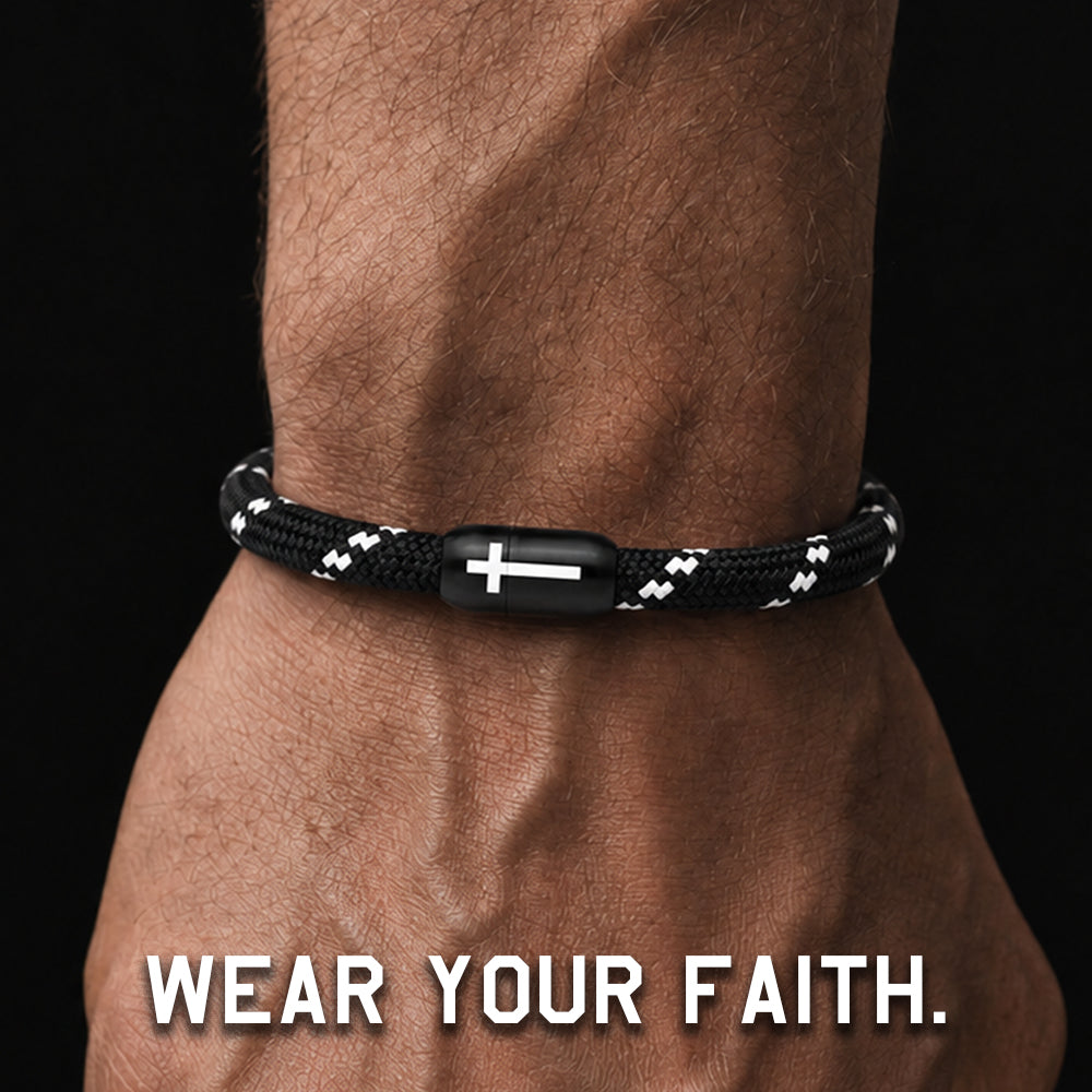 Carry On With Faith Cross Paracord Magnetic Bracelet