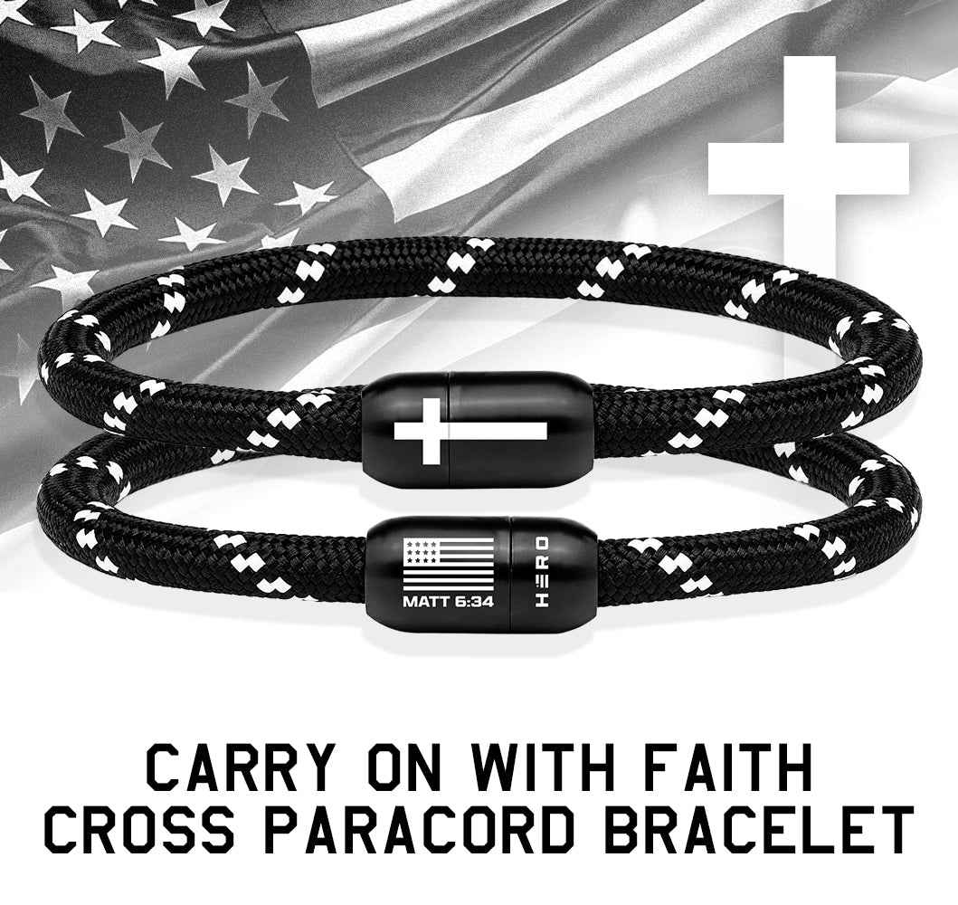 Carry On With Faith Cross Paracord Magnetic Bracelet