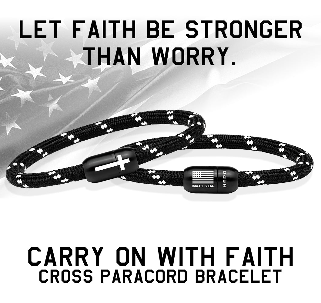 Carry On With Faith Cross Paracord Magnetic Bracelet