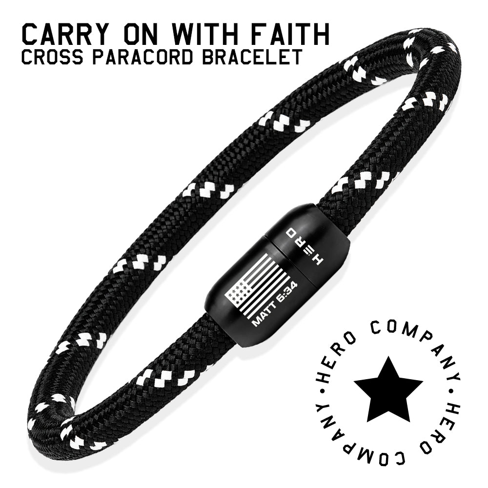 Carry On With Faith Cross Paracord Magnetic Bracelet