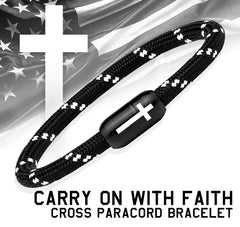 アクセサリー Engreve The Cross IX 511-9G wristband Carry On With Faith Cross Paracord Magnetic Bracelet - The Hero