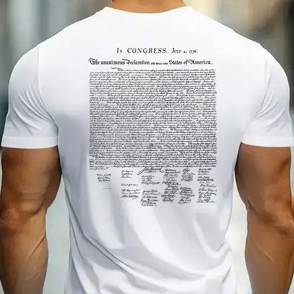 Hero Company Men's 250th Declaration Of Independence White Tee - Helps Pair Veterans With A Service Dog or Shelter Dog