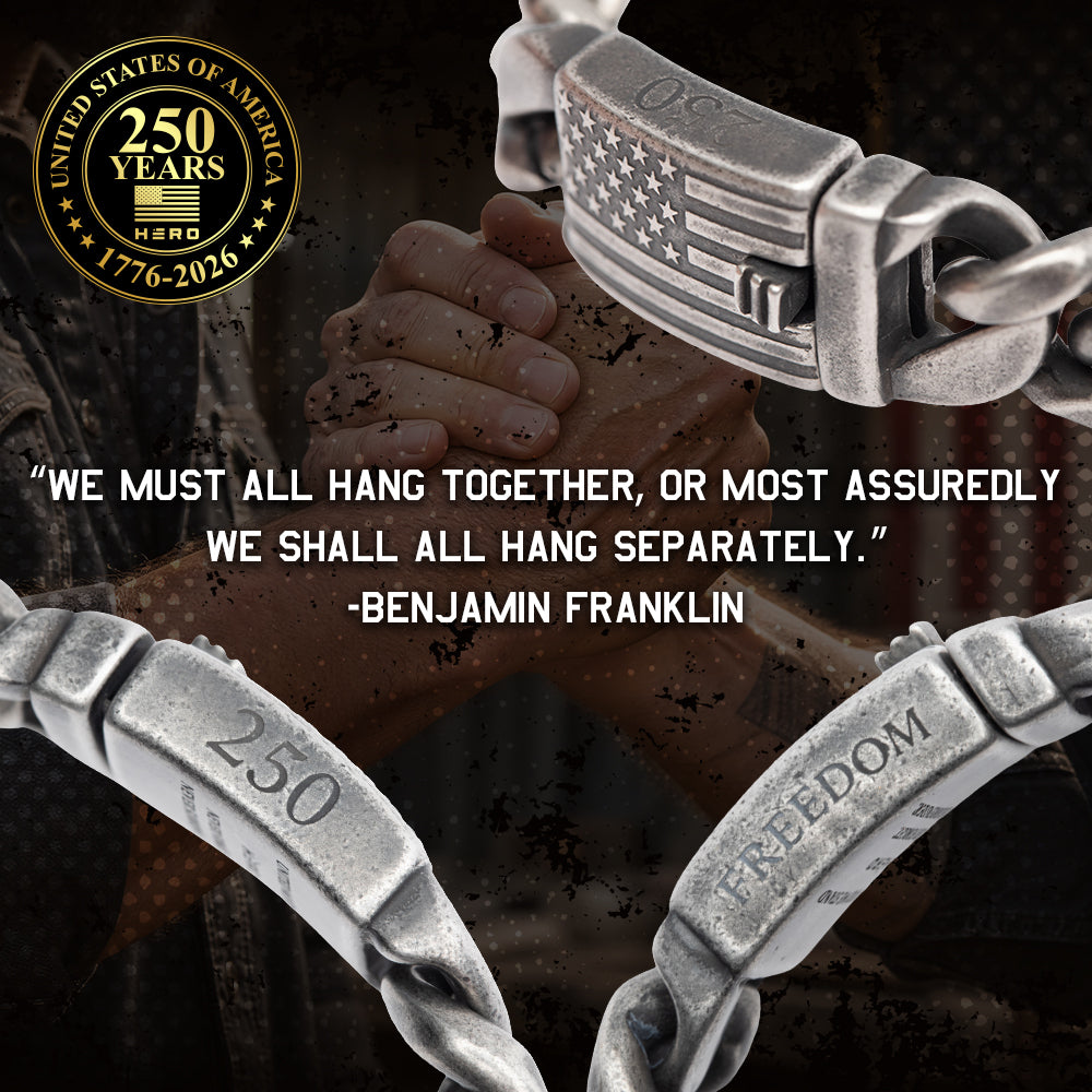 USA 250th Anniversary- FREEDOM Never Surrender Cuban Link Bracelet -Faire