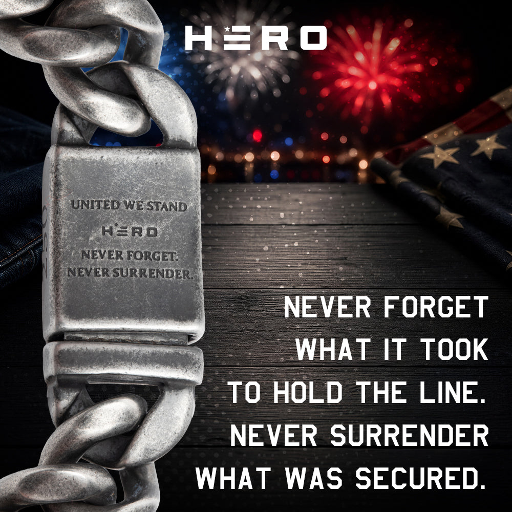 USA 250th Anniversary- FREEDOM Never Surrender Cuban Link Bracelet -Faire