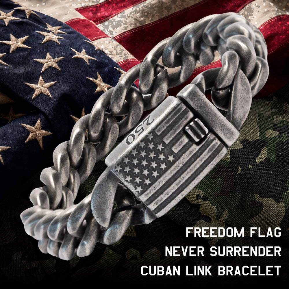 United We Stand-  Never Surrender Cuban Link Bracelet (M,L,XL)