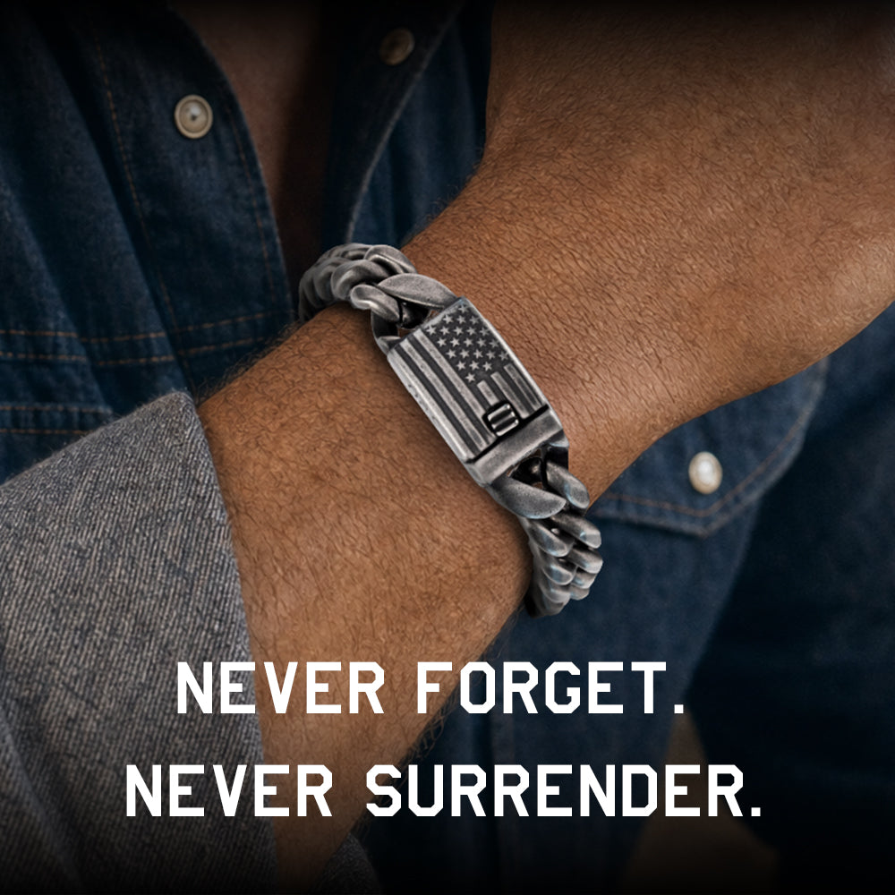 United We Stand-  Never Surrender Cuban Link Bracelet (M,L,XL)