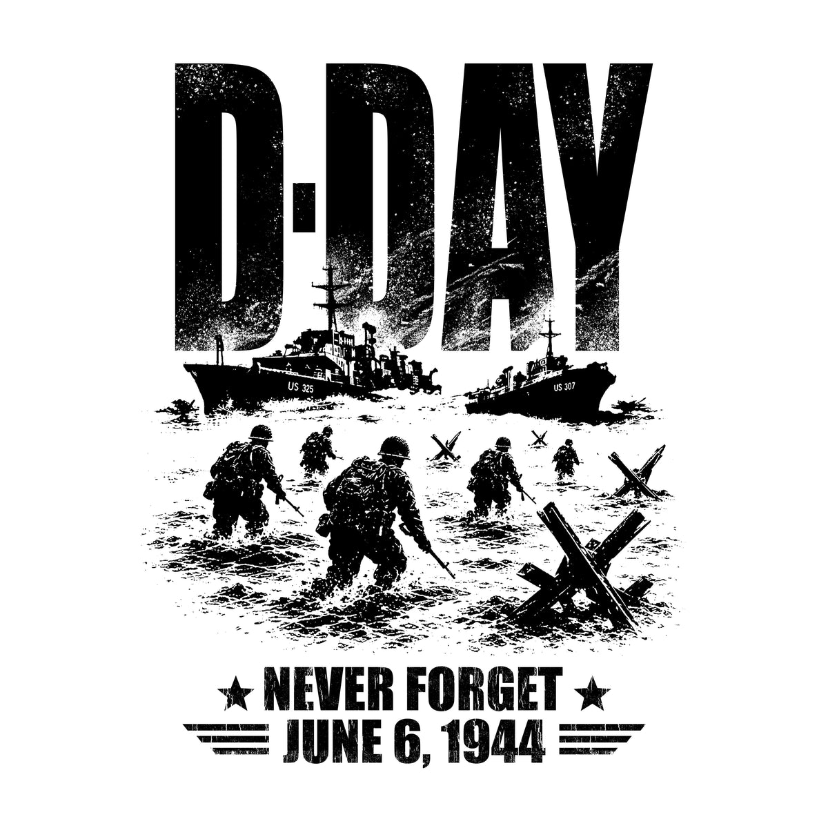 D-Day June 6th 1944 Never Forget White Tee