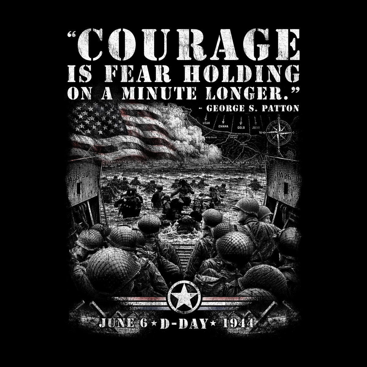 D-Day June 6th 1944 - Courage Black Tee