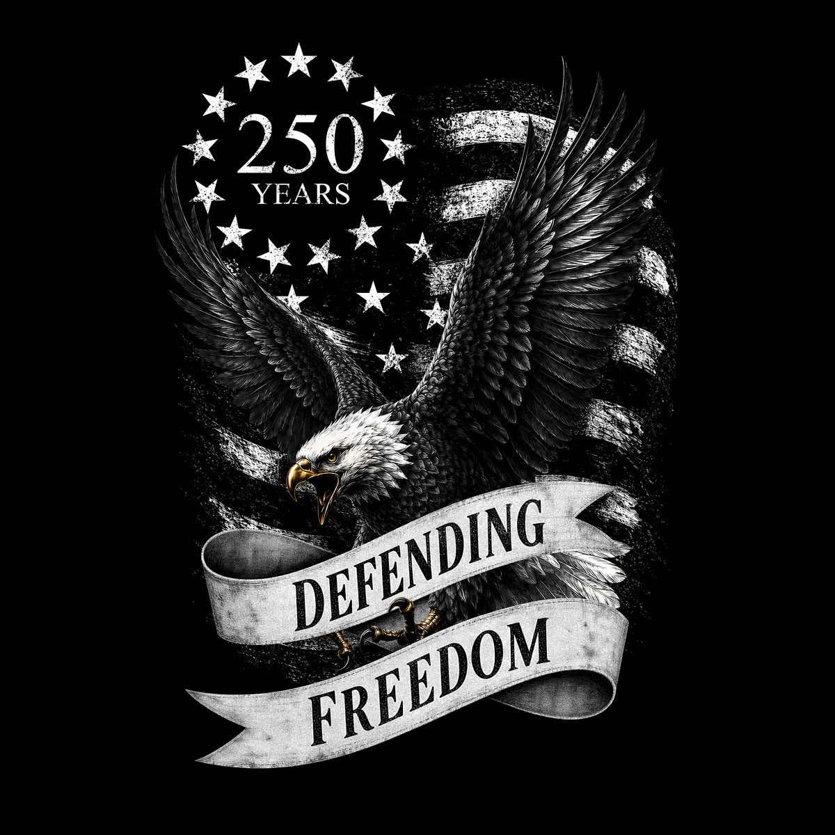 250 Years Defending Freedom Black Tee