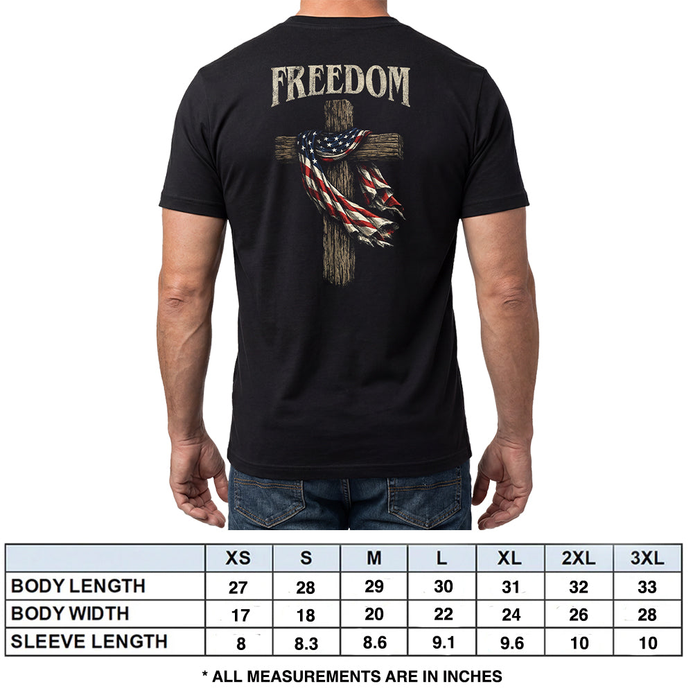 Hero Company Men's Freedom Cross Flag Black Tee - Helps Pair Veterans With A Service Dog or Shelter Dog