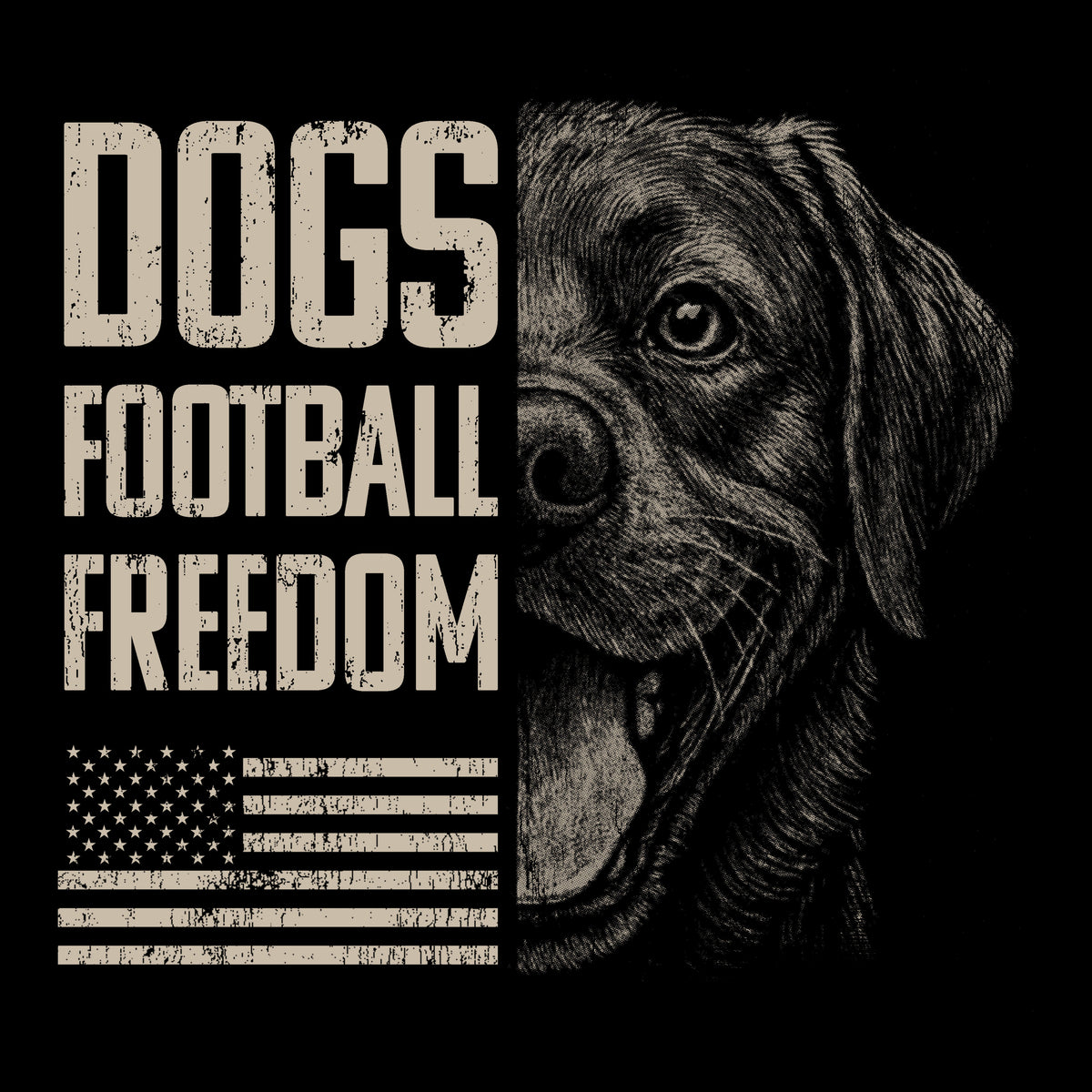 Hero Company Men&#39;s Dogs Football Freedom Black Tee - Helps Pair Veterans With A Service Dog or Shelter Dog