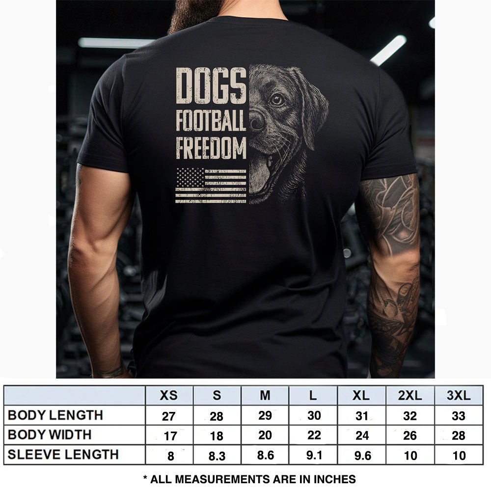 Hero Company Men&#39;s Dogs Football Freedom Black Tee - Helps Pair Veterans With A Service Dog or Shelter Dog