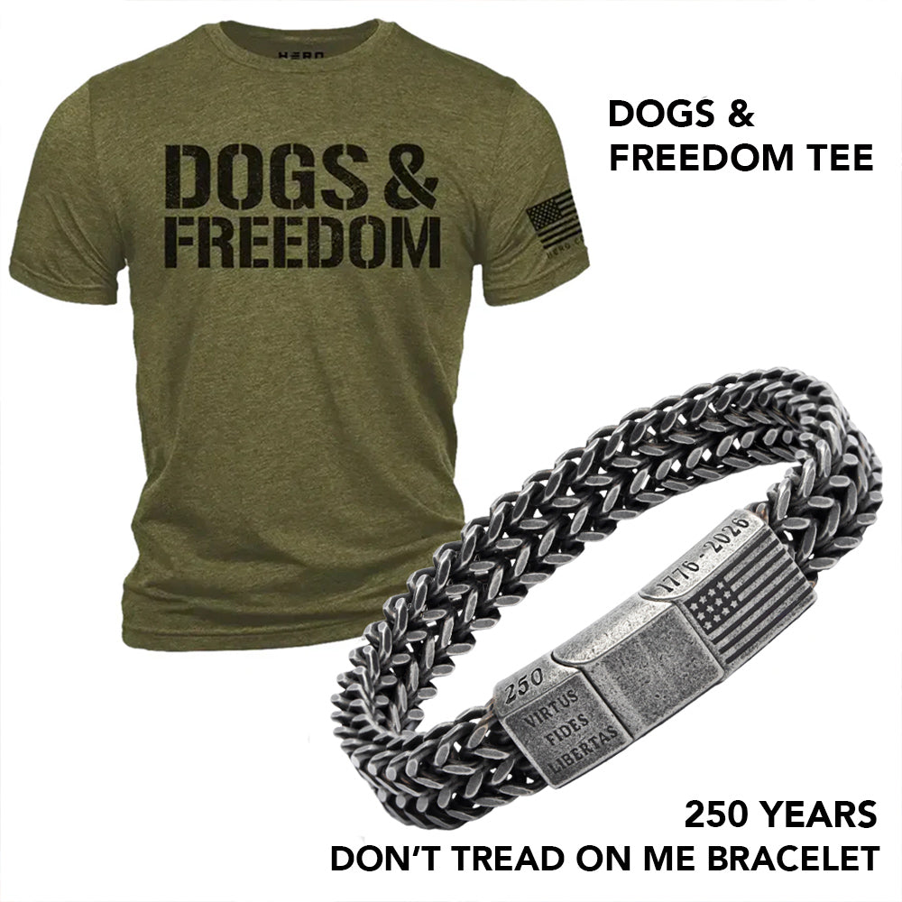 50% OFF - 250th Don’t Tread On Me Chain Bracelet With Purchase of Dogs & Freedom Tee