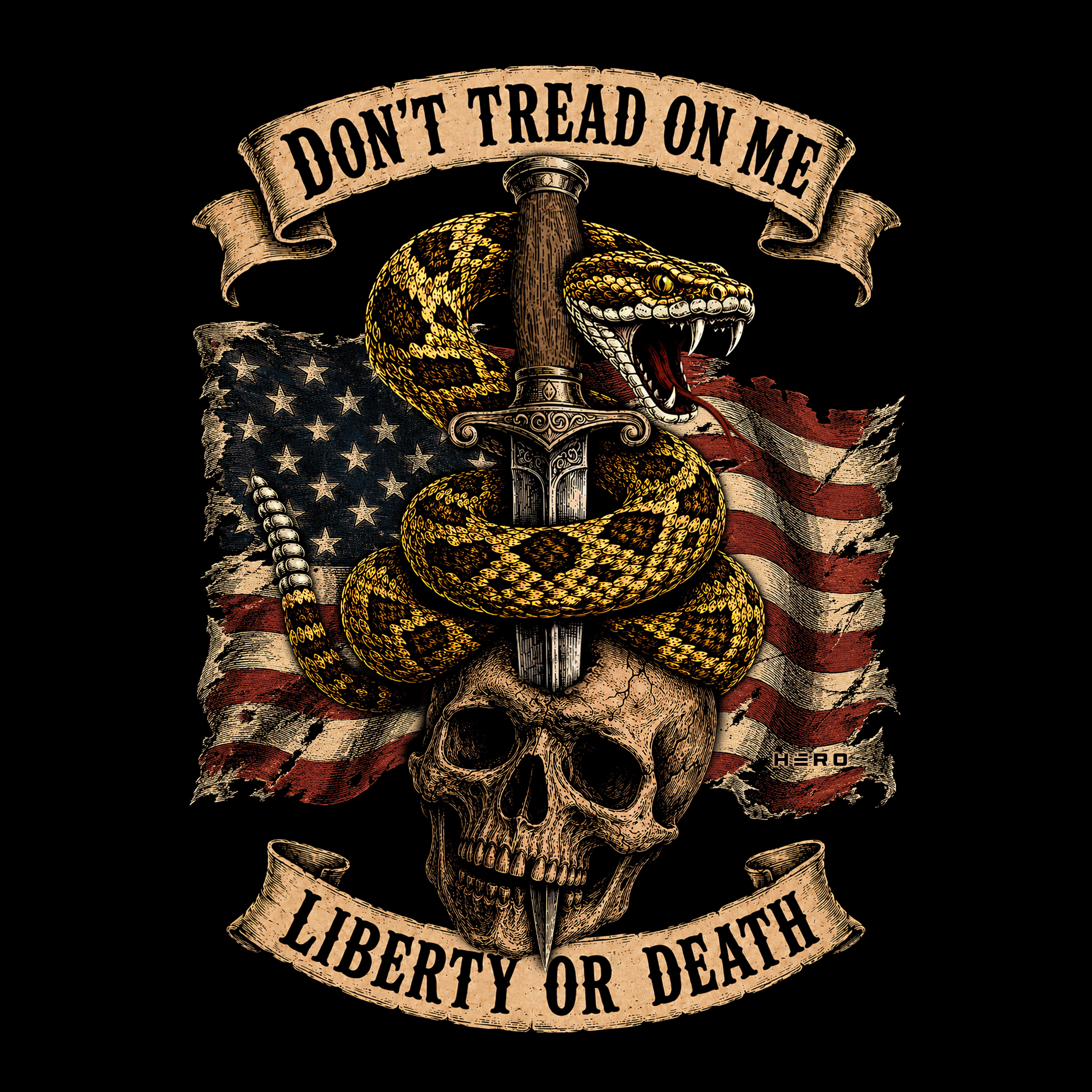 Don’t Tread On Me - Liberty Or Death Black Tee