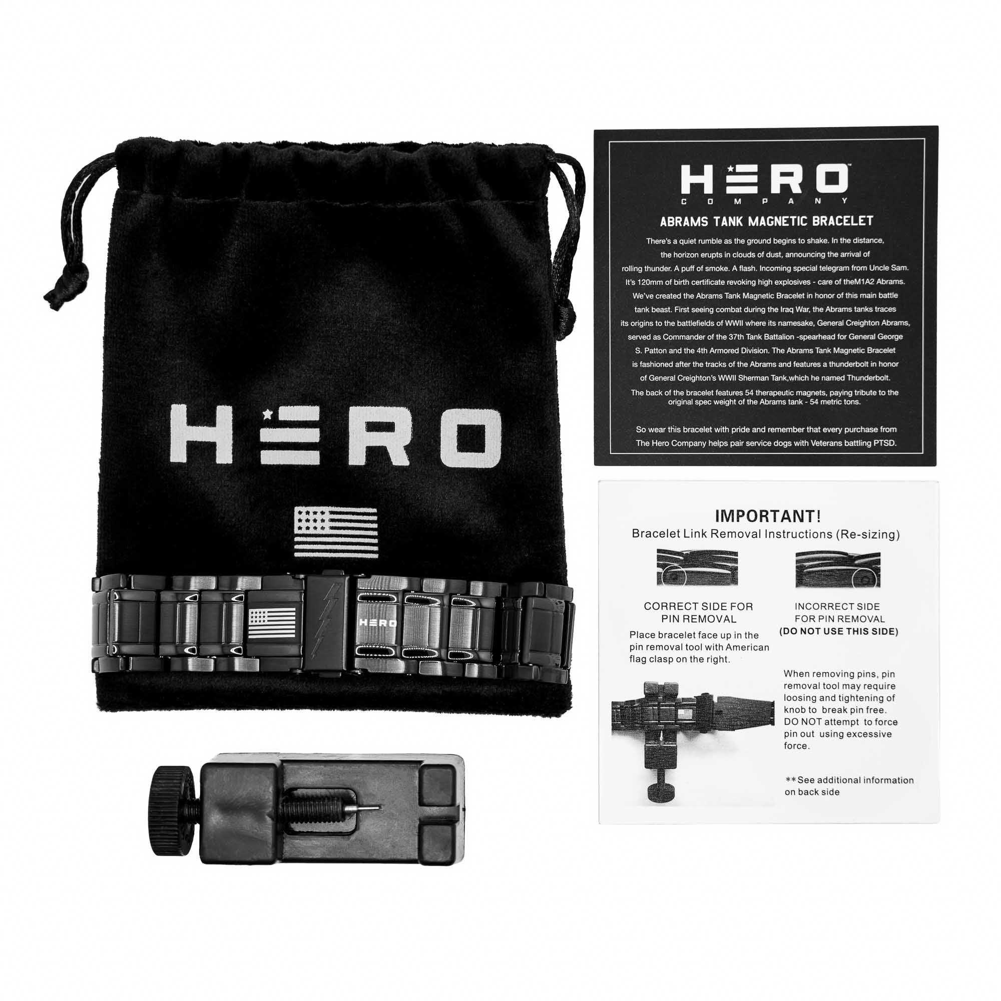 The Hero Company- Abrams Thunderbolt Tank Magnetic Bracelet: Helps Pair Veterans With A Service Dog or Shelter Dog -Faire