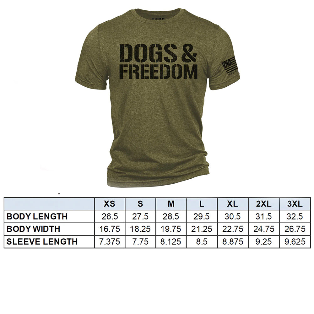 The Hero Company Men's Dogs & Freedom Tee: Helps Pair Veterans With A Service Dog or Shelter Dog