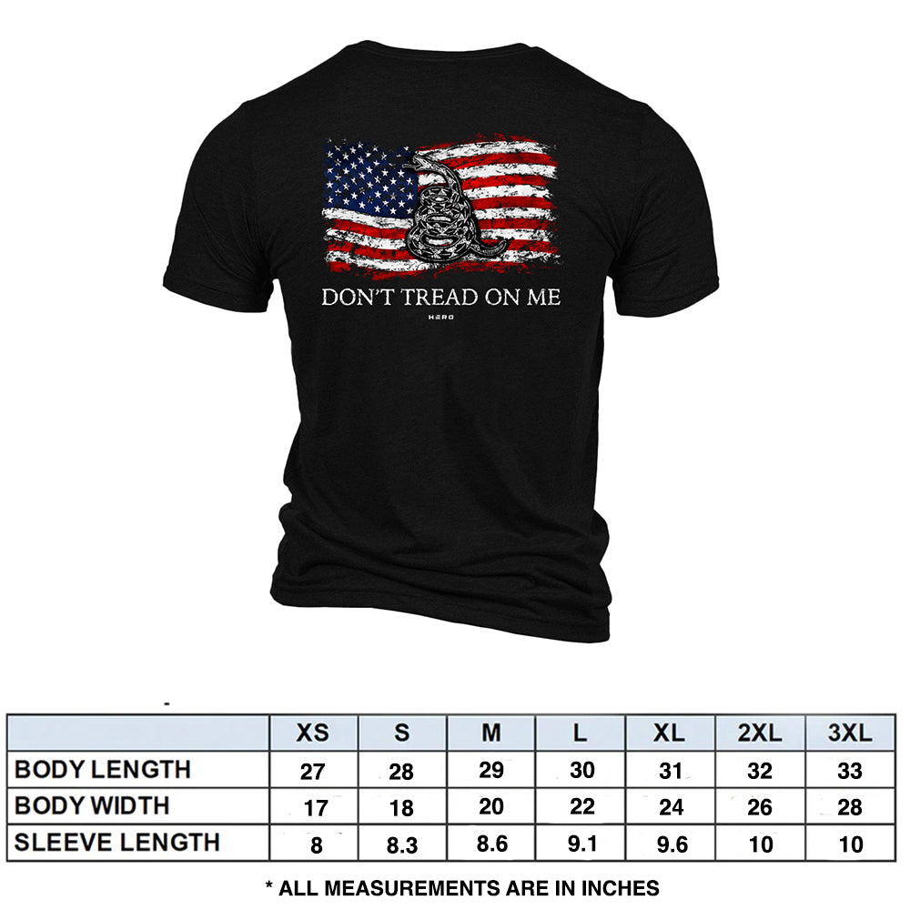 Hero Company Men's Don't Tread On Me Flag Black Tee - Helps Pair Veterans With A Service Dog or Shelter Dog