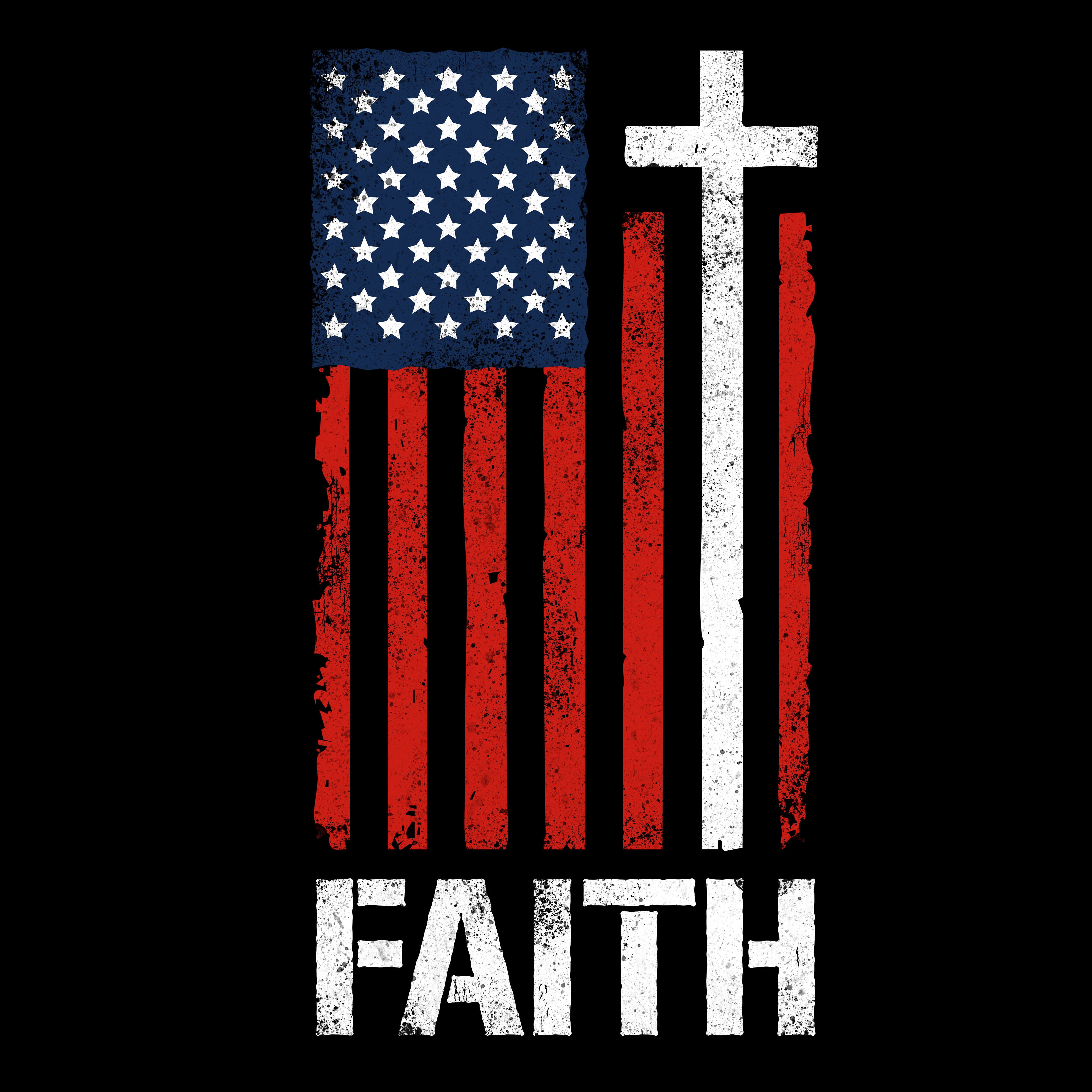 Hero Company Men's Faith. Flag. Cross. Black Tee - Helps Pair Veterans With A Service Dog or Shelter Dog