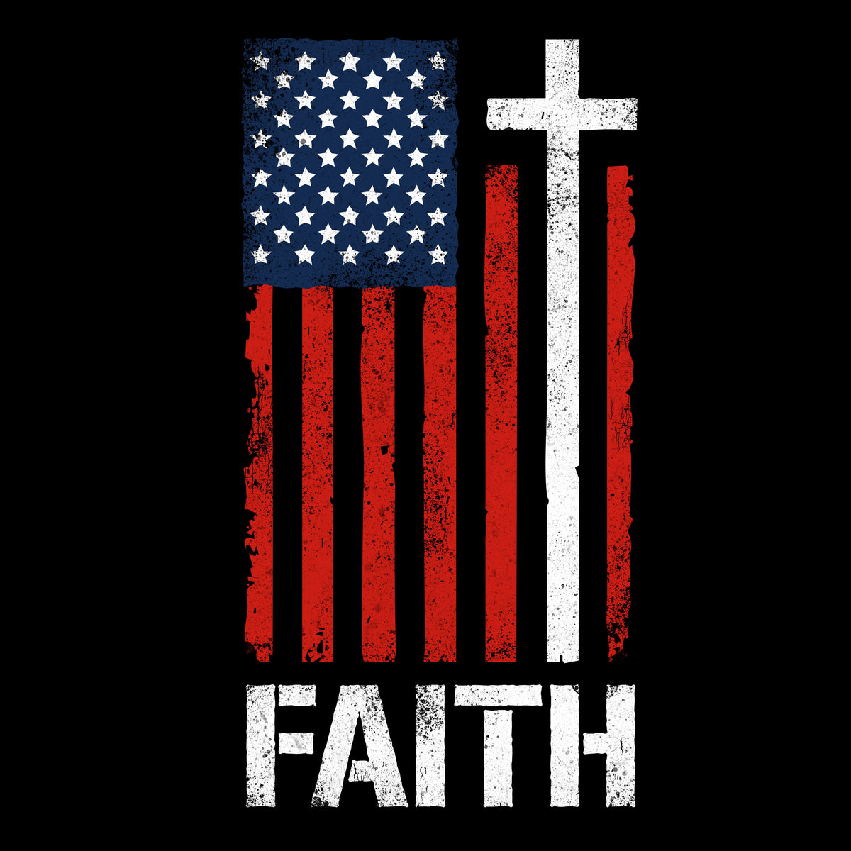 Hero Company Men&#39;s Faith. Flag. Cross. Black Tee - Helps Pair Veterans With A Service Dog or Shelter Dog
