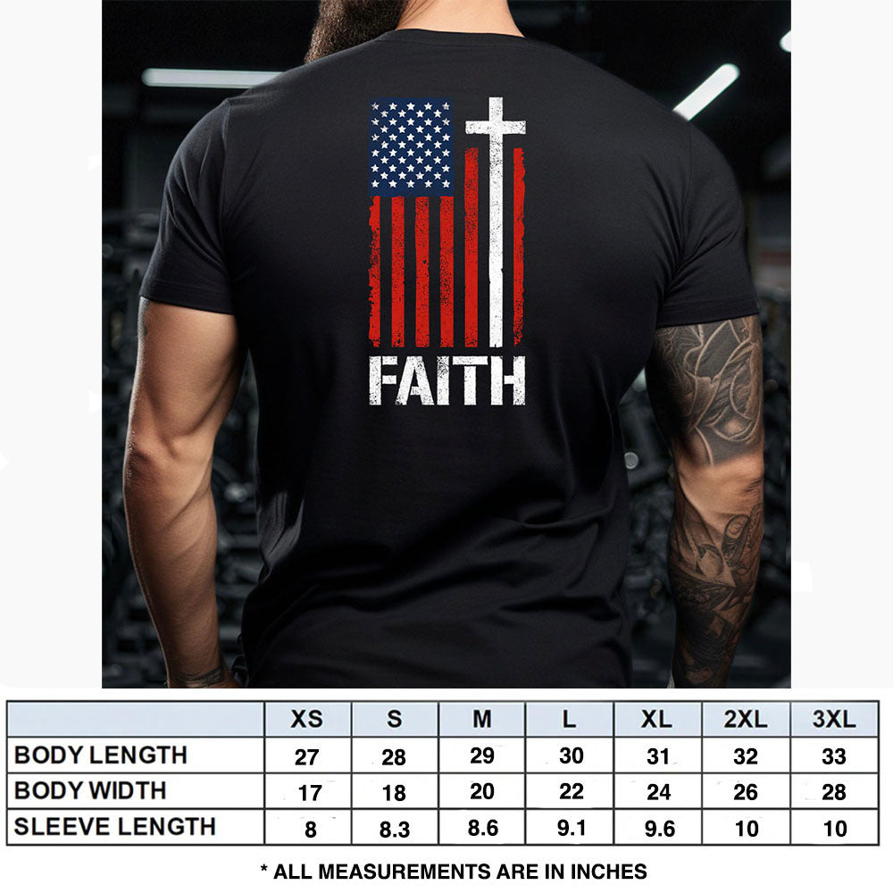 Hero Company Men&#39;s Faith. Flag. Cross. Black Tee - Helps Pair Veterans With A Service Dog or Shelter Dog